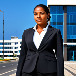 Business Professional in Praia**

"A professional businesswoman in a modest tailored business suit, standing in front of a modern office building in Praia, Cabo Verde, fully clothed, appropriate attire, safe for work, perfect anatomy, correct proportions, professional photography, high quality, bright daylight, office environment."

**